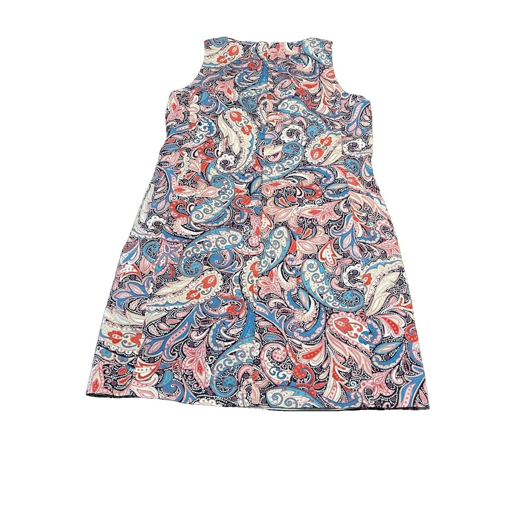 NINE WEST Pink Multicolor Paisley Poplin Keyhole Sheath Dress Size 10 - Picture 12 of 16